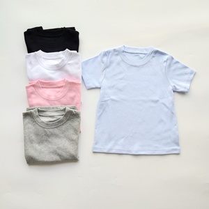 T-shirts pour enfants logo personnalisé vente en gros été 100 coton peigné t-shirts imprimés unis <span class=keywords><strong>blanc</strong></span> vierge bébé garçons filles t-shirt personnalisé pour enfants - Product Image 3