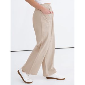 FOXA Womens Casual Pants High Waisted Elastic Waist Straight Leg Lounge Trousers With Pockets Breathable Summer Wear - Product Image 3