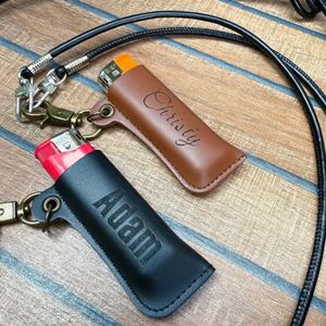 Engraved Leather Case Keyring Durable Pu <b>Lighter</b> Holder Sleeve Standard <b>Lighters</b> Promotional Gift for Outdoor - Product Image 6