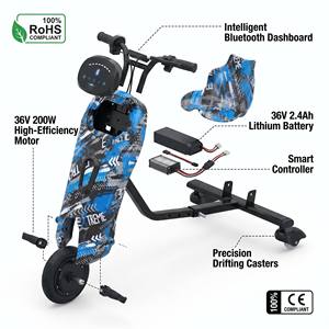 Tricycle électrique à 3 roues MTBGO pour enfants, scooter à dérive rotatif à 360 degrés de 8 pouces, kart de course pour enfants, kart de dérive sportif - Product Image 2