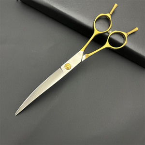 Tijeras de peluquería para mascotas My-7, 7 pulgadas, curvadas, de acero inoxidable, mango dorado, acabado mate, para cortar el pelo de perros - Product Image 2