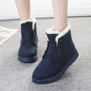 Haute qualité bout rond doublé en peluche chaud mi haut automne hiver Martin bottes chaussures pour femmes dame botte - Product Image 5