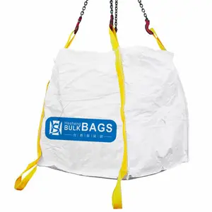 HESHENG 1 Ton FIBC Single One Loop Jumbo Big Bag 100% Material PP for Coal 1 Cubic Meter Big Bag Plastic Bag Beras 5 K Top Spout