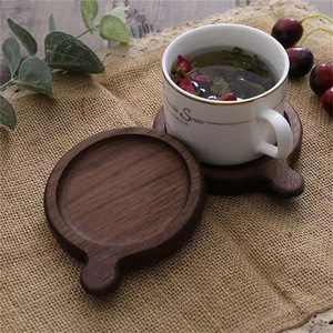 Wooden Coasters Round Natural Wood Color Heat Resisting Table <b>Mats</b> For Home Tea Room Coffee Shop - Product Image 2
