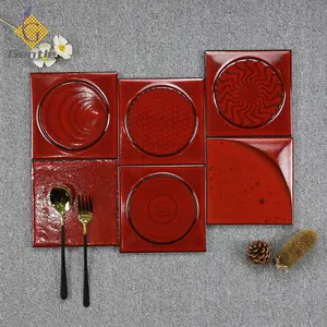 Red Kitchen Backsplash Tile 156x156mm Red Art Decorative Tile Kitchen Backsplash Kiln Color Variation Hand Made Tile