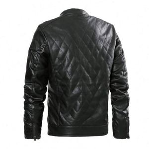 Wholesale High Quality Winter Black Biker Custom Motorbike Dyed Stand Collar Windproof Faux Pu Leather Jacket for Men - Product Image 4