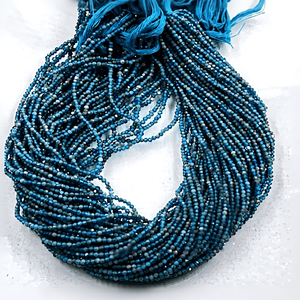 Perles facettées d'apatite bleue néon naturelle Alif International de haute qualité, 2 mm, 2,5 mm, brin de 13 pouces, certifiées par un tiers - Product Image 1