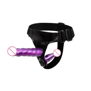 Vente en gros Noir Violet G Spot Sous-Vêtements Double Gode Avec Sangle De Ceinture Sur Gode Avec Ceinture