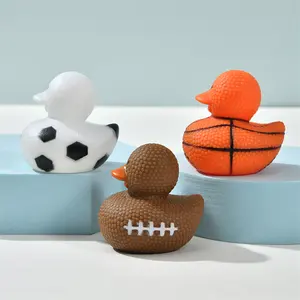 Brinquedo de pato para água, pato de borracha não tóxico para banho de bebê, brinquedo para esportes, pequeno, basquete, futebol, pato