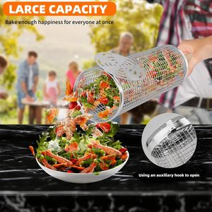 Panier de barbecue en acier inoxydable avec poignée en bois pour légumes, viande, crevettes, barbecue en plein air - Product Image 3