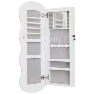 Armoire à pharmacie murale blanche moderne avec miroir et étagères de rangement pour salle de bain - Product Image 1