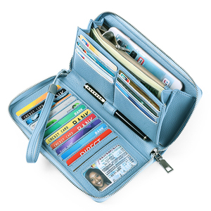 Ultra-sottile Casual di lusso da <span class=keywords><strong>donna</strong></span> grande a mano a tre volte <span class=keywords><strong>portafoglio</strong></span> RFID Funky <span class=keywords><strong>nero</strong></span> e colorato antifurto stile lungo - Product Image 2