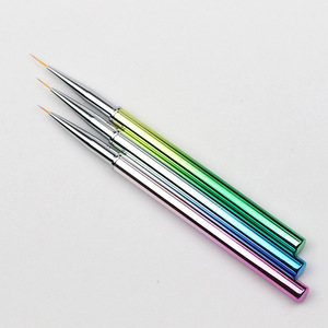 3Pcs Electroplated Acrylic Handle Nail Art Liner Brush <b>Set</b> <b>Crimped</b> Small Pens for Gel Flower Painting - Product Image 2