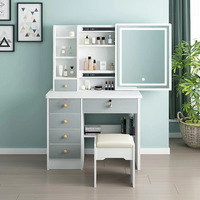 Meilleures ventes transfrontalières : Commode de chambre moderne avec serrure, petite coiffeuse avec miroir simple éclairé coulissant, vente en gros