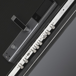 <span class=keywords><strong>Porte</strong></span> d'entrée WPC avec <span class=keywords><strong>poignée</strong></span> en alliage zinc-fer, <span class=keywords><strong>porte</strong></span> pivotante en acier de sécurité pour l'extérieur au design moderne - Product Image 5