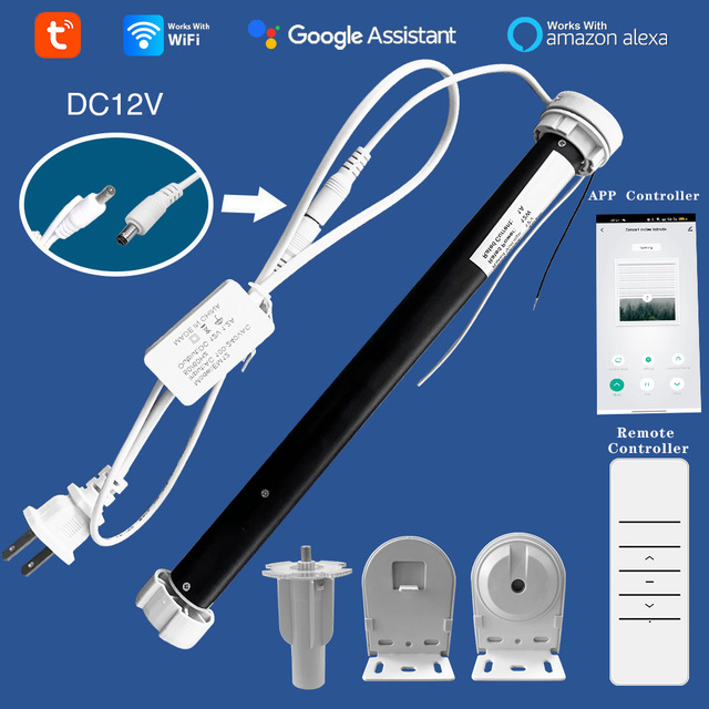 Smart Curtain Blind Engine Tuya WiFi App Remote Control Motorized Tubular Curtain Motor for 38 Tube