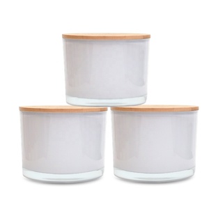 Fengjun โถเทียนแก้วใสพร้อมฝาปิดสีขาวมันวาว - Product Image 1