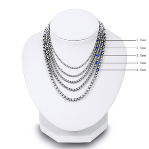 Stainless Steel <strong>Silver</strong> Box <strong>Chain</strong> Dainty Men <strong>Long</strong> Necklace Pearl Link <strong>Chain</strong> Men Jewelry - Product Image 6