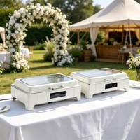 Chauffe-Plat Électrique 9L pour Buffet d'Hôtel, Plat de Présentation en Acier Inoxydable Noir pour Mariages et Banquets de Noël