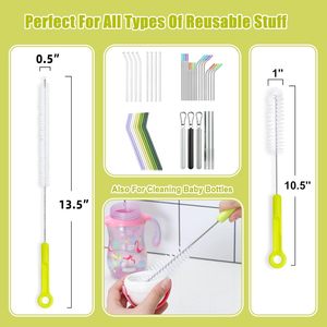 Ensemble de 8 brosses de nettoyage pour bouteilles, brosse longue pour nettoyer les bouteilles de bière, plus brosse pour nettoyer les bouilloires, brosse pour pailles, échantillon - Product Image 2