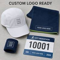 Ensemble de coffret cadeau de marathon haut de gamme avec logo personnalisé, casquette, lunettes de soleil, dossard, médaille, chaussettes, kit souvenir pour événement de course à pied
