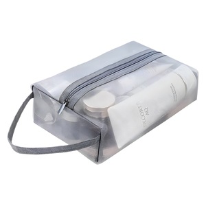 <b>Transparent</b> Mesh <b>Makeup</b> <b>Bag</b> 3 Pc Set Large Small Portable Travel Toiletry Storage Organizer Rectangle Nylon Solid Color - Product Image 5