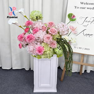 Arrangement floral luxueux en soie rose et blanche, décoration de centre de table sur pied pour mariage, Noël, Nouvel An chinois - Product Image 1