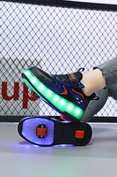 Patins à roulettes rechargeables à deux roues pour enfants, avec lumières, roues rétractables, baskets à LED clignotantes pour filles et garçons unisexes