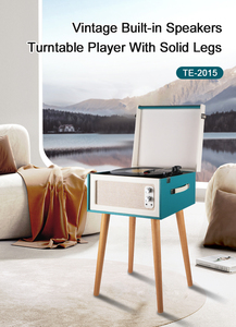 Tourne-disque <span class=keywords><strong>vinyle</strong></span> sur pied à 3 vitesses avec pieds en bois, haut-parleurs intégrés, <span class=keywords><strong>Bluetooth</strong></span>, sortie AUX RCA, lecteur de disques vintage pour la maison - Product Image 3