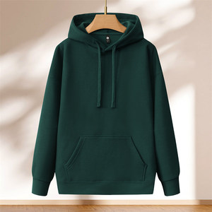 Sweat-shirt à capuche vert foncé, doublure polaire, tissu épais, vêtements de travail pour usage professionnel - Product Image 1