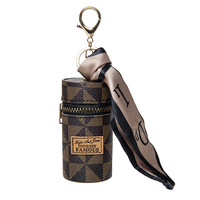 Nouvelle pochette porte-clés mini seau en cuir PU de luxe avec accessoires foulard en soie, support de porte-clés pour rouge à lèvres et porte-monnaie, pour le quotidien