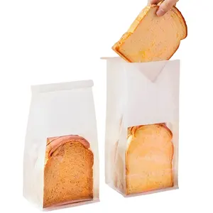 공장 사용자 정의 다크 브라운 흰색 일회용 크래프트 식품 포장 베이킹 빵 가방 플라스틱 포장 가방 창문