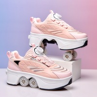 Chaussures de marche et de patinage 2-en-1 à roulettes escamotables et cachées, avec boucle rotative, logo personnalisé, pour loisirs urbains