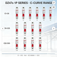 Interruptor Automático Miniatura Delixi 1P MCB para Riel DIN, 6kA 400V, Curva C, Protección Térmica Magnética para Sistemas Eléctricos Domésticos