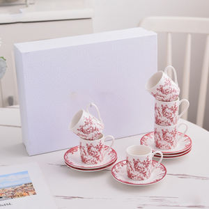 Service à café et tasses en porcelaine fine (Bone China) de luxe nordique, 6 pièces, collection concentrée en céramique, avec remise pour les cadeaux promotionnels - Product Image 1