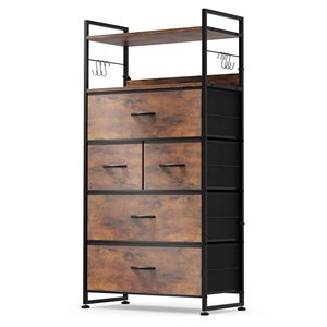 Camera da letto maniglia facile da tirare tavolo in legno robusto telaio in metallo tessuto cationico 5 <span class=keywords><strong>cassetti</strong></span> portaoggetti unità Organizer - Product Image 2