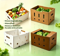 Boîte en carton personnalisée enduite de cire, caisse en carton ondulé imperméable enduite de cire pour le stockage à froid des légumes et des fruits de mer, préservation de la fraîcheur