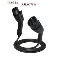 Câble d'extension pour chargeur de véhicule électrique de type 2, 16A/32A, 3,5kW/7kW, 5m, norme européenne IEC 62196, cordon de charge pour voiture électrique de type 2