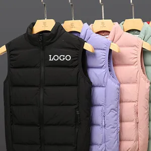 A514 LOGO Personalizado Inverno Blusão Sem Mangas Ganso Penas Casacos Plus Size Alta Qualidade Puffer Vest para Mulheres Homens