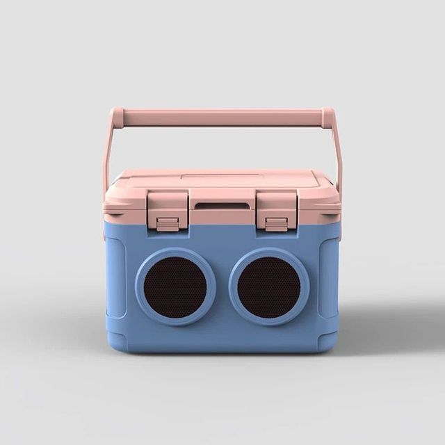 Outdoor Hard Fishing Sided Metal Ice Cooler With Speaker Large Capacity 21L Cooler Box for Wholesale With logo Promotion