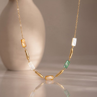 Ensemble collier et bracelet tendance en perles coquillages, plaqué or 18 carats PVD, en acier inoxydable 316L, bijoux étanches, cadeau de fête