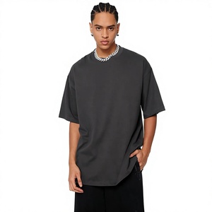 Camiseta de Manga Corta Oversize para Hombre, Color Gris Oscuro, Estilo Urbano, 100% Algodón Tejido, Cuello Redondo, Corte Casual - Product Image 1
