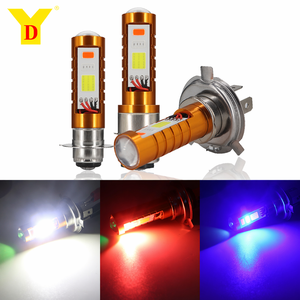 <span class=keywords><strong>Ampoule</strong></span> de phare <span class=keywords><strong>LED</strong></span> COB pour moto <span class=keywords><strong>12V</strong></span>-80V 3 couleurs H4 BA20D P15D 18W 1800LM Blanc Ambre Bleu Faisceau Hi/Lo IP67 Lampe Moto en Aluminium - Product Image 1