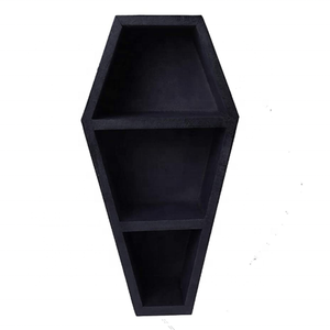 Halloween Horror Home Wall Decor Mini Coffin Shaped Storage Shelf Wooden Hanging Case and Display Rack