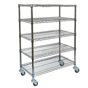 Nhiệm Vụ Nặng Nề 5 <span class=keywords><strong>L</strong></span>ớp Kim Loại <span class=keywords><strong>L</strong></span>ưu Trữ Kệ Kim Loại Cửa Hàng Với Bánh Xe Kim Loại Giá <span class=keywords><strong>L</strong></span>ưu Trữ Kệ Dây Thép Không Gỉ Kệ - Product Image 1