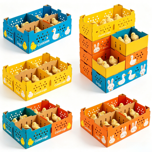 Boîtes en carton ondulé compostables sans plastique avec grille de séparation et trous d'aération, emballage écologique pour bétail, pour l'écloserie zéro déchet, vente en gros - Product Image 3
