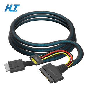 OCuLink SFF-8611-4i U.2 SFF-8639 Kabel Daya SATA 15-Pin dengan Pelindung Foil dan Jalinan Nilon untuk Ekspansi SSD NVMe U.2 Server Komputer - Product Image 1