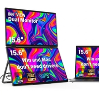 Extensor de Pantalla Portátil Doble, Pantalla LCD IPS de 1920x1080, Ángulo de Visión de 178°, Monitor Plano Negro para Viajes, Oficina y Juegos