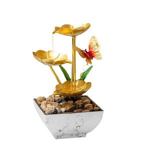 Iron Butterfly Desktop Water Feature Bronze Gold Flower Design Tabletop <b>Vase</b> Office Living Room Decor Gift - Product Image 5