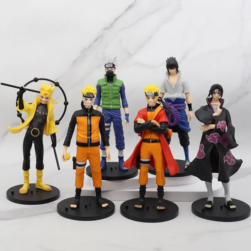 Set 6 buah mainan Model PVC kartun Sasuke Uchiha Itachi Kakashi set 18cm action figure untuk dekorasi